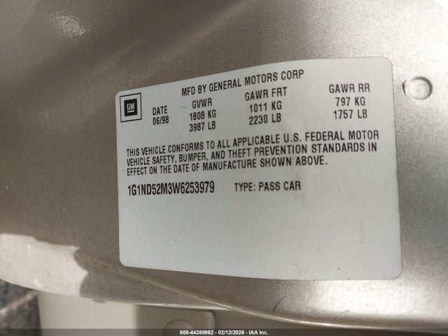 1998 CHEVROLET MALIBU 1G1ND52M3W6253979 Photo 8