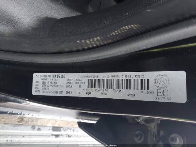 44380968 :رقم المزاد ، 1C6SRFLT7KN704748 vin ، 2019 Ram 1500 Rebel مزاد بيع