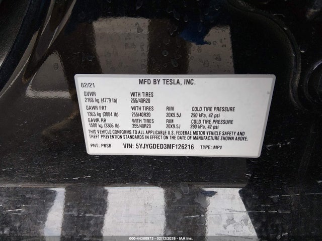 2021 TESLA MODEL Y 5YJYGDED3MF126216 Photo 8