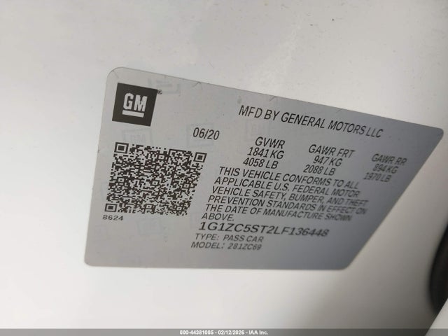 1G1ZC5ST2LF136448 Chevrolet Malibu Fwd 1fl
