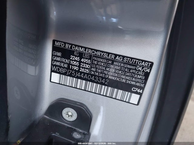 2004 MERCEDES-BENZ CL 500 WDBPJ75J44A043342 Photo 8