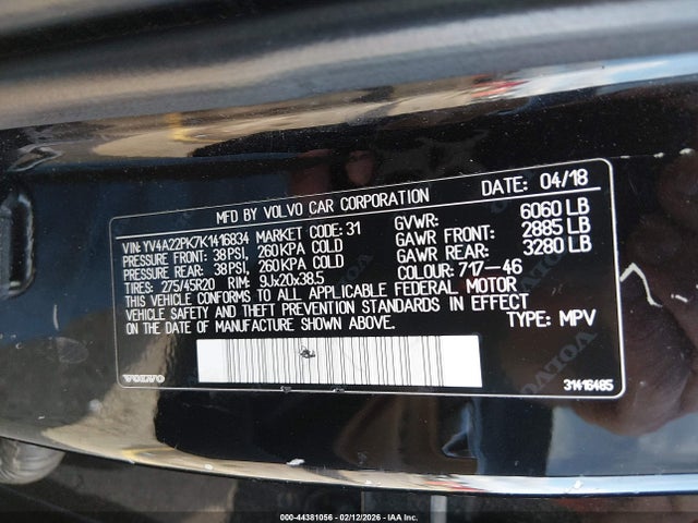 YV4A22PK7K1416834 Volvo Xc90 T6 Momentum
