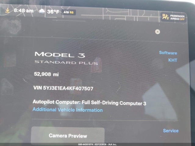 Aukcja sprzedaży 2019 Tesla Model 3 Long Range/mid Range/standard Range/standard Range Plus, vin: 5YJ3E1EA4KF407507, numer aukcji: 44381074