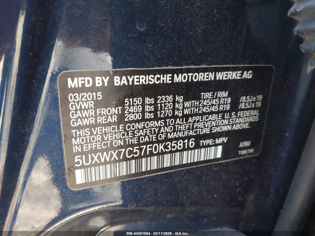 2015 BMW X3 5UXWX7C57F0K35816 Photo 8