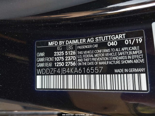 Aukcja sprzedaży 2019 Mercedes-benz E 300, vin: WDDZF4JB4KA616557, numer aukcji: 44381087
