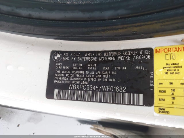 2007 BMW X3 WBXPC93457WF01682 Photo 8