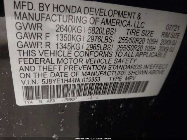 Продажа на аукционе авто 2022 Acura Mdx Technology Package, vin: 5J8YE1H44NL019353, номер лота: 44381099