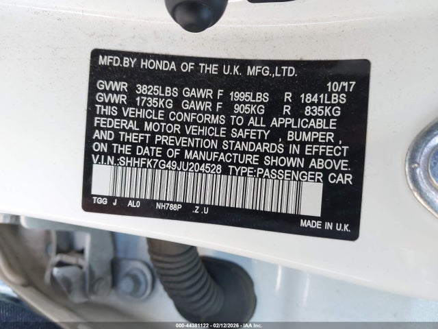 SHHFK7G49JU204528 Honda Civic Sport