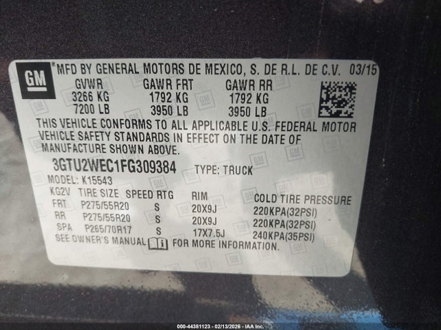 GMC Sierra 1500 Denali 2015 3GTU2WEC1FG309384 Image 9