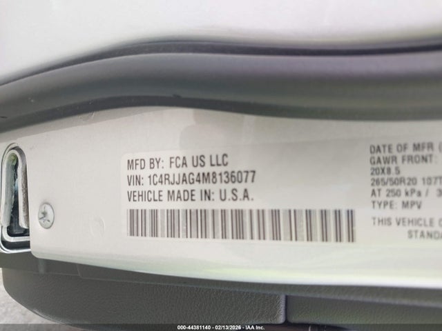 2021 JEEP GRAND CHEROKEE L 1C4RJJAG4M8136077 Photo 8