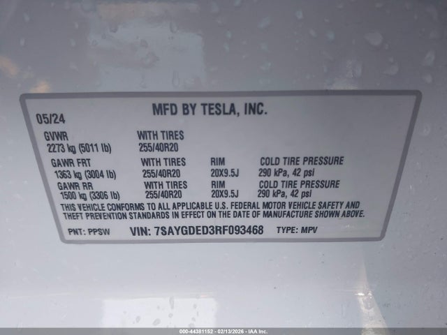 2024 TESLA MODEL Y 7SAYGDED3RF093468 Photo 8