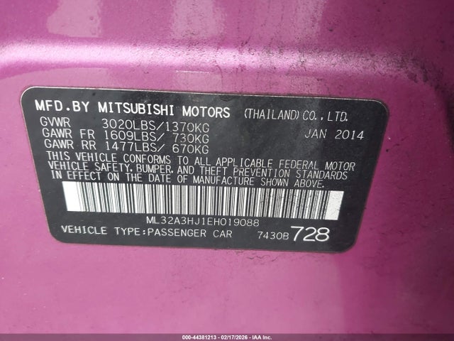 2014 MITSUBISHI MIRAGE ML32A3HJ1EH019088 Photo 8