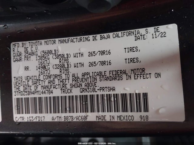 3TMDZ5BN4PM144784 Toyota Tacoma Trd Off Road