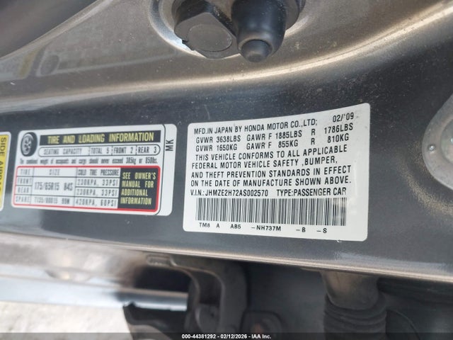 2010 HONDA INSIGHT JHMZE2H72AS002570 Photo 8