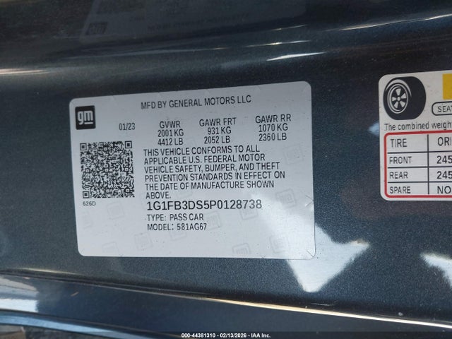 1G1FB3DS5P0128738 Chevrolet Camaro Rwd 1lt