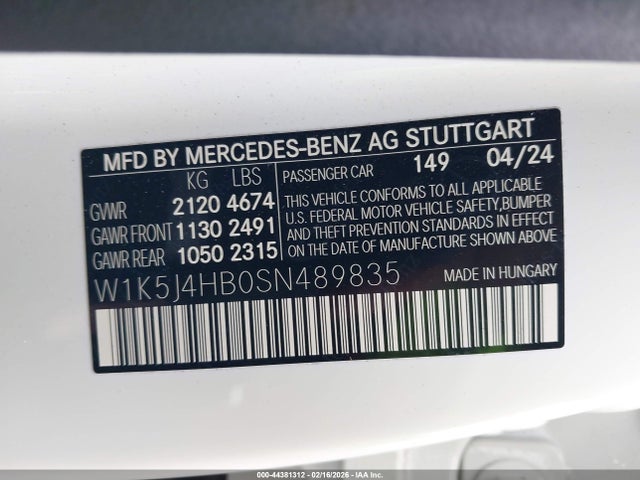 2025 Mercedes-benz Cla 250 Coupe 4matic მანქანა იყიდება აუქციონზე, vin: W1K5J4HB0SN489835, აუქციონის ნომერი: 44381312