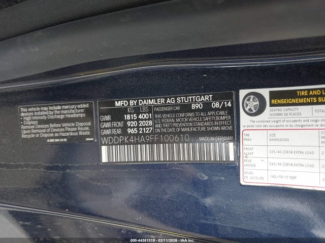 2015 MERCEDES-BENZ SLK 250 WDDPK4HA9FF100610 Photo 8