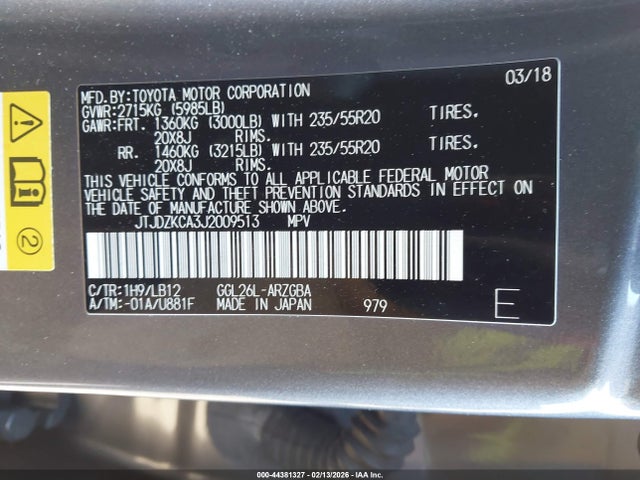2018 LEXUS RX 350L JTJDZKCA3J2009513 Photo 8