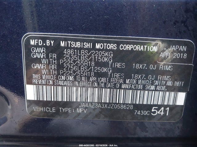 2018 MITSUBISHI OUTLANDER JA4AZ3A3XJZ058628 Photo 8