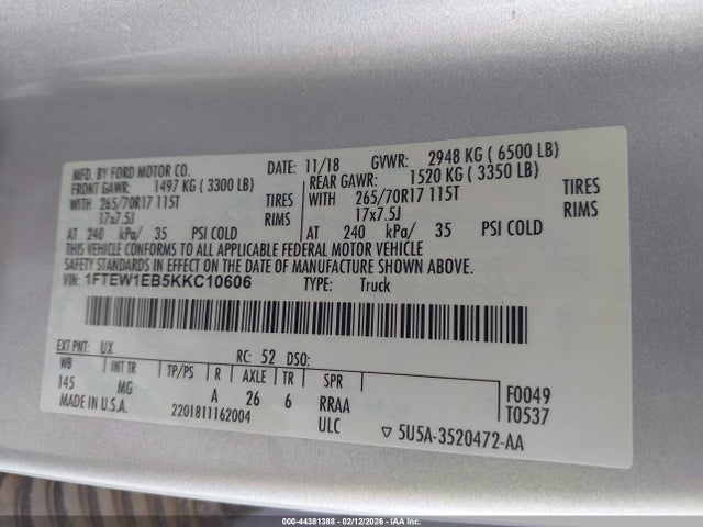 Ford F-150 Xlt 2019 1FTEW1EB5KKC10606 Image 9