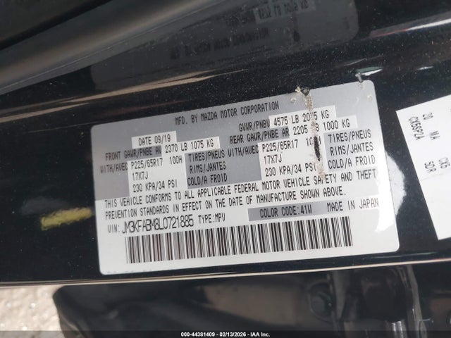 Aukcja sprzedaży 2020 Mazda Cx-5 Sport, vin: JM3KFABM8L0721885, numer aukcji: 44381409