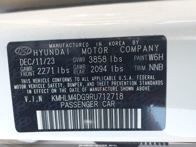Продаж на аукціоні авто 2024 Hyundai Elantra Sel, vin: KMHLM4DG9RU712718, номер лоту: 44381431