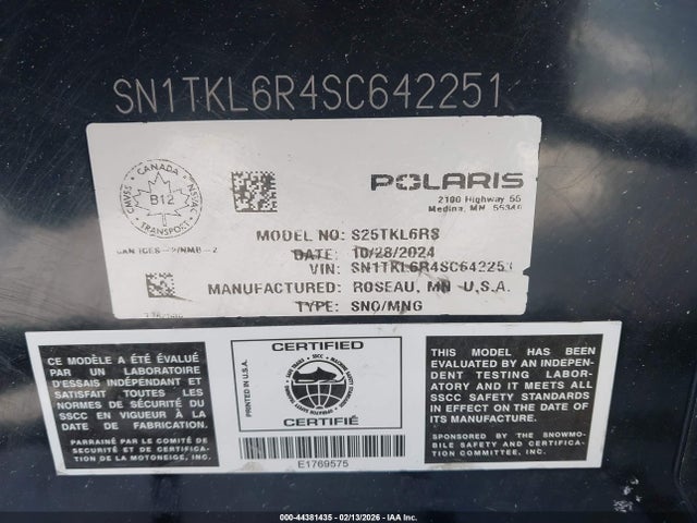 Polaris 650 Indy Vr1 2025 SN1TKL6R4SC642251 Image 9