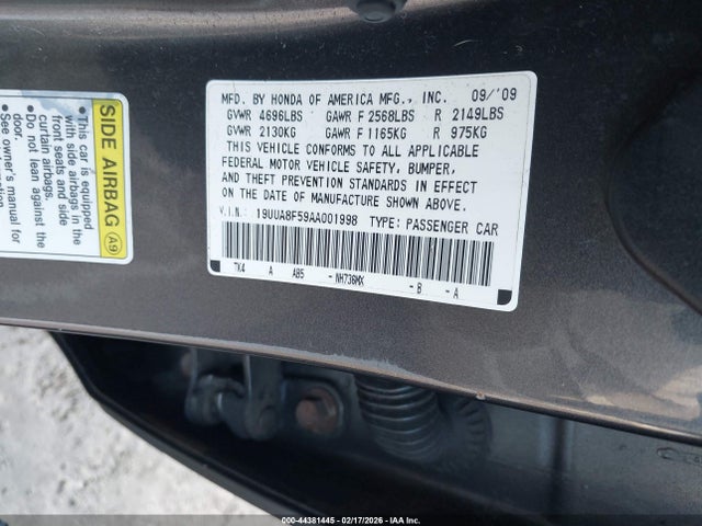 Aukcja sprzedaży 2010 Acura Tl 3.5, vin: 19UUA8F59AA001998, numer aukcji: 44381445