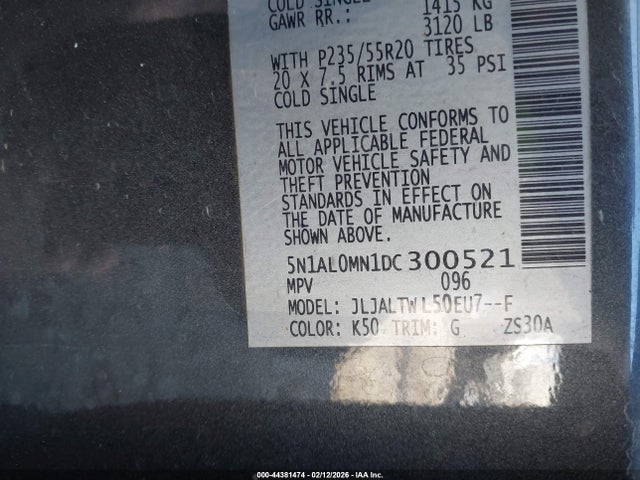 Aukcja sprzedaży 2013 Infiniti Jx35, vin: 5N1AL0MN1DC300521, numer aukcji: 44381474