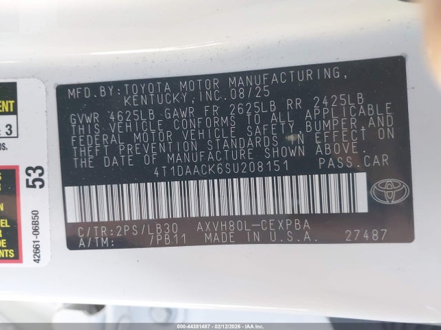 2025 TOYOTA CAMRY 4T1DAACK6SU208151 Photo 8