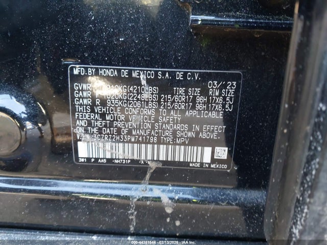 Aukcja sprzedaży 2023 Honda Hr-v Awd Lx, vin: 3CZRZ2H33PM741798, numer aukcji: 44381544