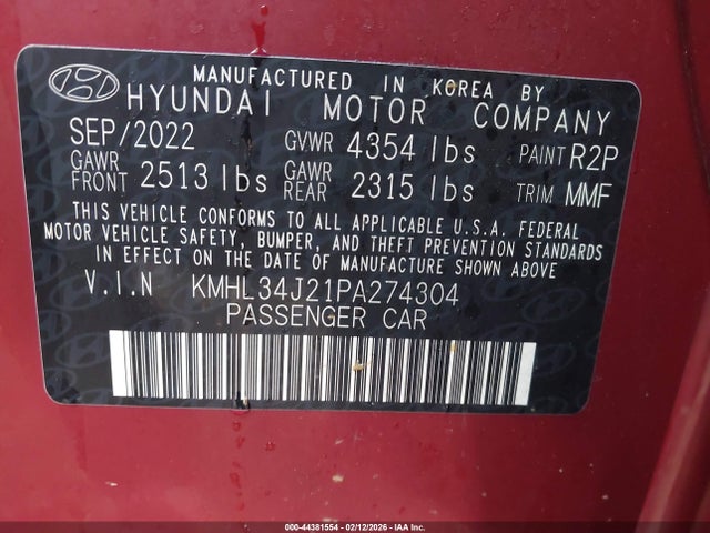 KMHL34J21PA274304 Hyundai Sonata Limited