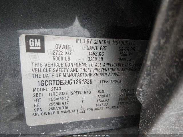 1GCGTDE39G1291330 Chevrolet Colorado Z71