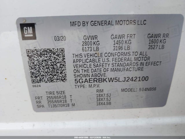 5GAERBKW5LJ242100 Buick Enclave Fwd Essence