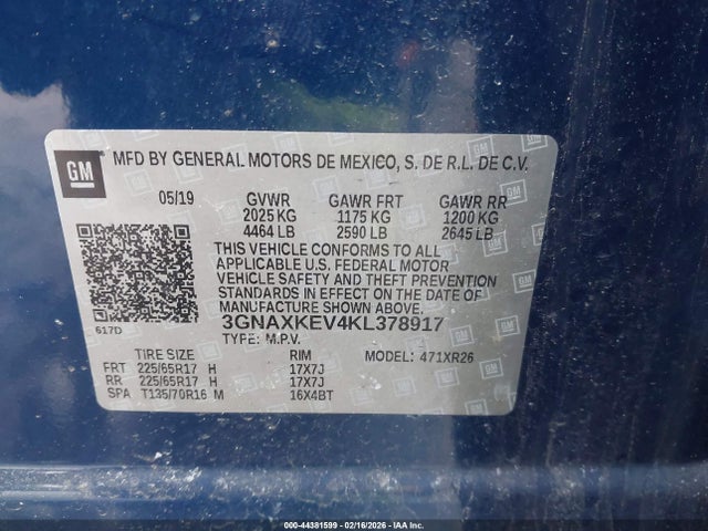 Chevrolet EQUINOX LT 2019 3GNAXKEV4KL378917 Image 9