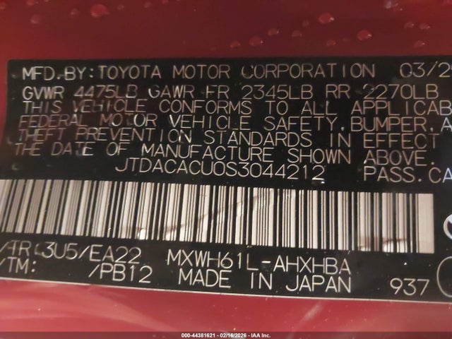 JTDACACU0S3044212 Toyota Prius Plug-in Hybrid Xse Premium