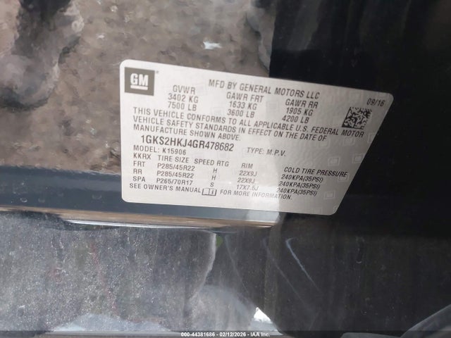1GKS2HKJ4GR478682 GMC YUKON XL DENALI