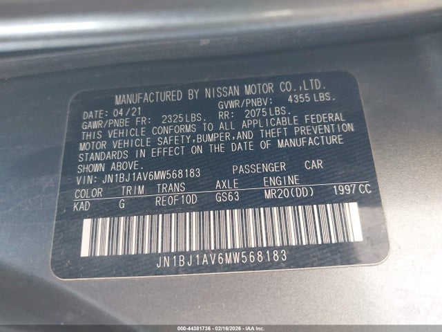JN1BJ1AV6MW568183 Nissan Rogue Sport S Fwd Xtronic Cvt
