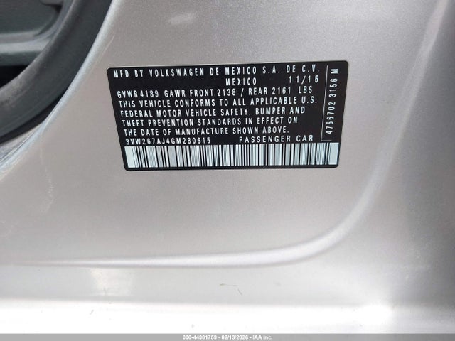 3VW267AJ4GM280615 Volkswagen Jetta 1.4t S