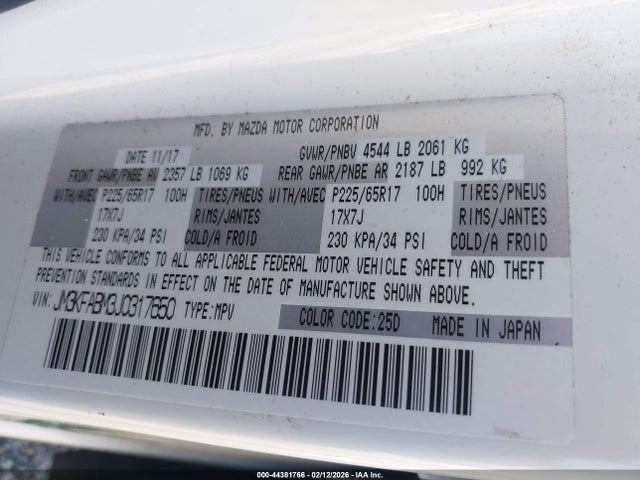 JM3KFABM3J0317650 Mazda CX-5 SPORT