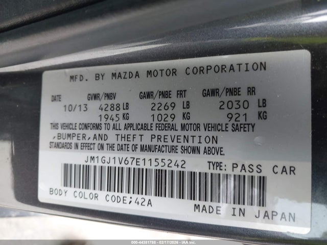 JM1GJ1V67E1155242 Mazda Mazda6 I Touring