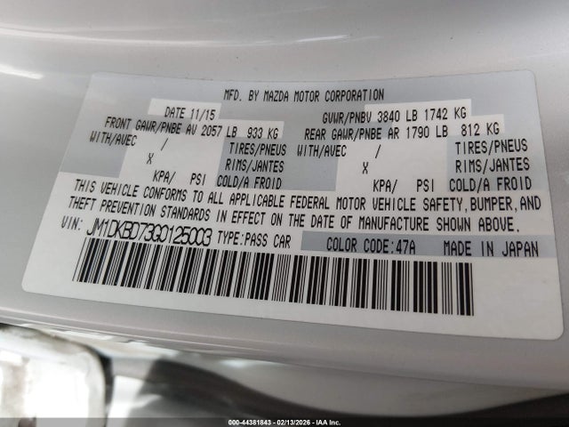 Aukcja sprzedaży 2016 Mazda Cx-3 Grand Touring, vin: JM1DKBD73G0125003, numer aukcji: 44381843
