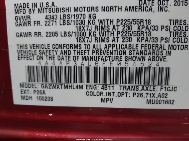 2015 MITSUBISHI OUTLANDER SPORT 4A4AP3AU6FE054524 Photo 8