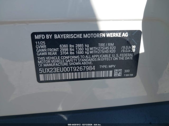 Продаж на аукціоні авто 2026 Bmw X5 Xdrive40i, vin: 5UX23EU00T9267984, номер лоту: 44381912