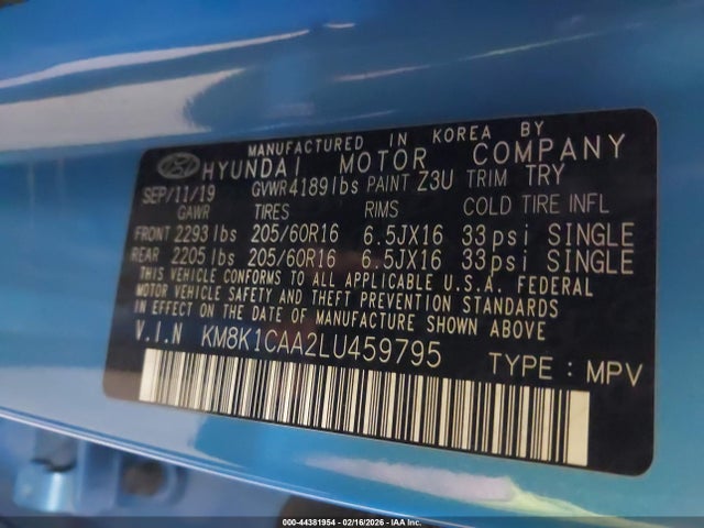 2020 HYUNDAI KONA KM8K1CAA2LU459795 Photo 8