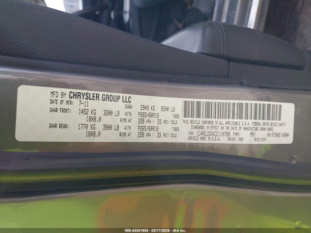Aukcja sprzedaży 2012 Dodge Durango Crew, vin: 1C4RDJDGXCC110789, numer aukcji: 44381958
