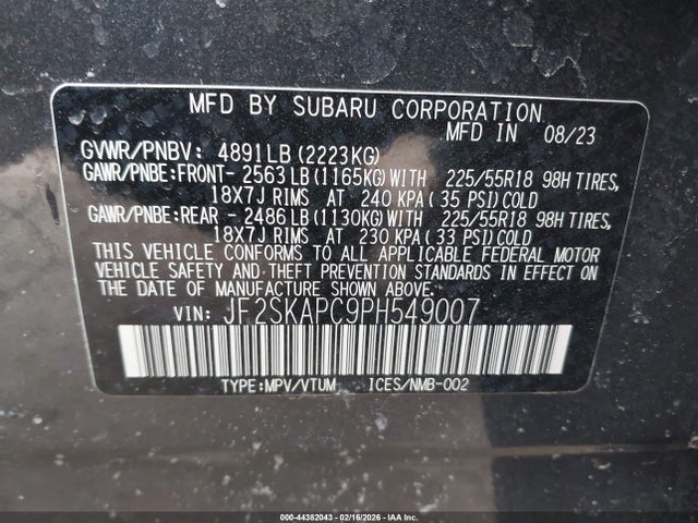 Subaru Forester Limited 2023 JF2SKAPC9PH549007 Image 9
