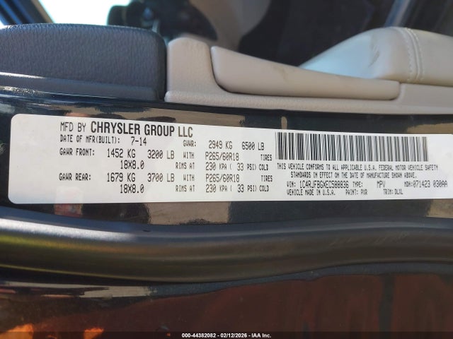 1C4RJFBGXEC588836 Jeep Grand Cherokee Limited