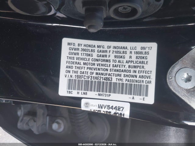 Honda Civic Ex-t 2017 19XFC1F31HE214863 Image 9