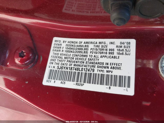 2008 HONDA ELEMENT 5J6YH18748L012479 Photo 8